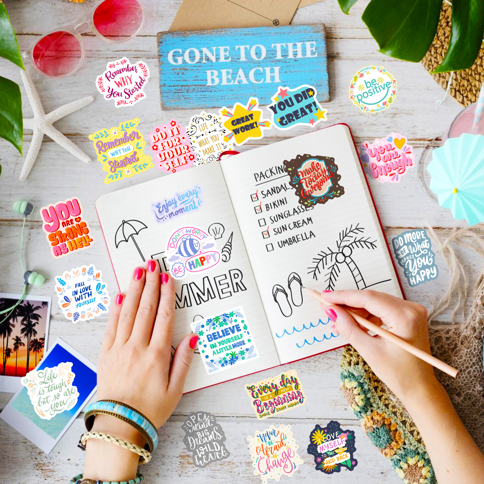 50 ชิ้นชุดสติกเกอร์สร้างแรงบันดาลใจ, สติกเกอร์สร้างแรงบันดาลใจ, สติกเกอร์บวกยืนยันสําหรับ Journaling คอมพิวเตอร์สติ๊กเกอร์แล็ปท็อป