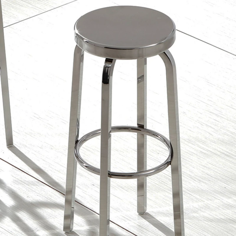 Silla de Bar minimalista moderna, asiento de pie alto de acero inoxidable, taburetes de mostrador de tienda de té con leche, soporte de carga estable, muebles de restaurante