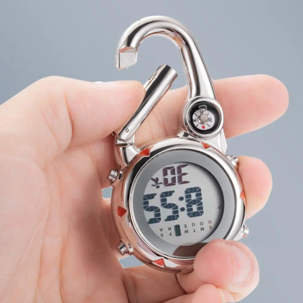 Digital Carabiner นาฬิกา Luminous Anti-Scratch กระเป๋าเป้สะพายหลังที่แม่นยําเข็มขัดนาฬิกาสําหรับกีฬากลางแจ้งนาฬิกานาฬิกาผู้ชาย