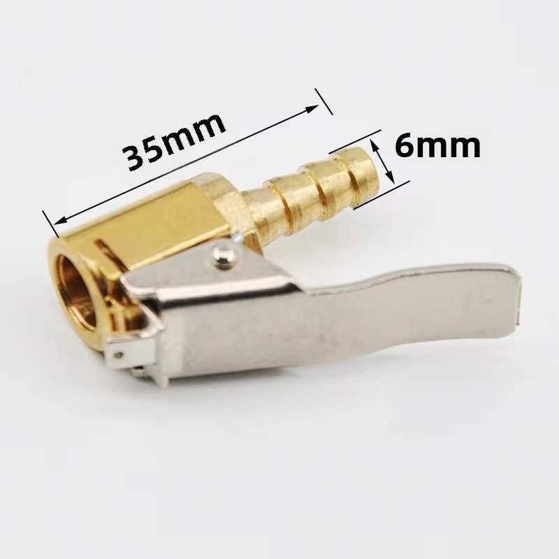 Conector de válvula de bomba de inflado de mandril de aire de neumático de coche, adaptador con Clip, válvula de rueda de neumático de latón de 6mm y 8mm para bomba inflable