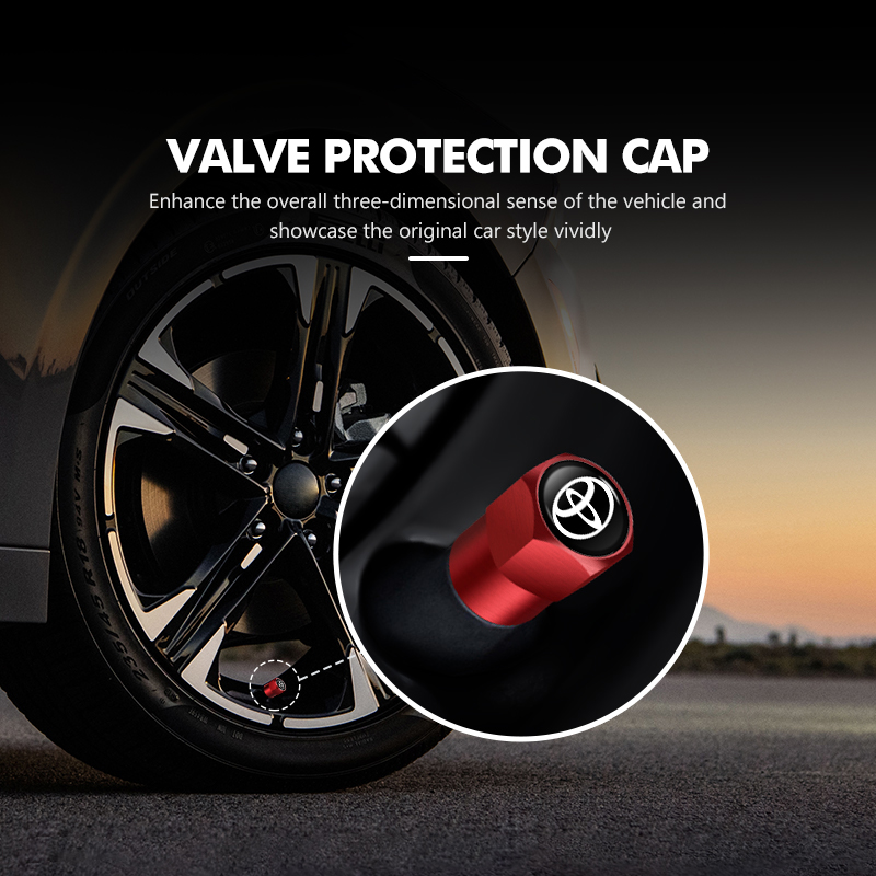 4 Uds tapas de válvula de neumático de coche cubierta de aluminio tapa de vástago de rueda de neumático para Toyota Corolla Prius Auris CHR Land Cruiser Camry Avalon