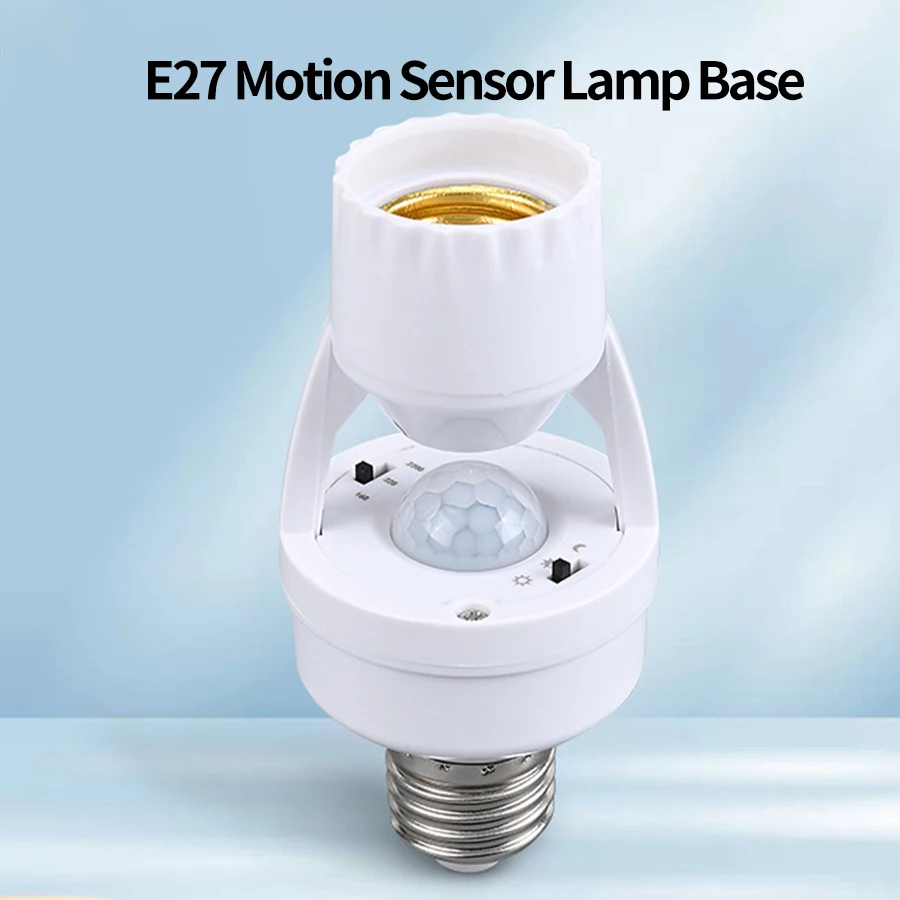 Portalámparas con Sensor de movimiento inteligente E27, adaptador de Sensor de inducción PIR, convertidor de Base de lámpara, interruptor LED automático AC 110V 220V