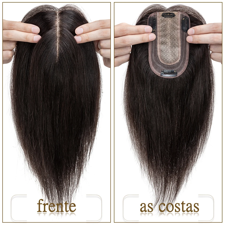 S-noilite toppers de cabelo 7x13cm, grampo de cabelo feminino, peruca de cabelo natural 100% cabelo humano para mulheres, base de seda, clipe de extensão de cabelo