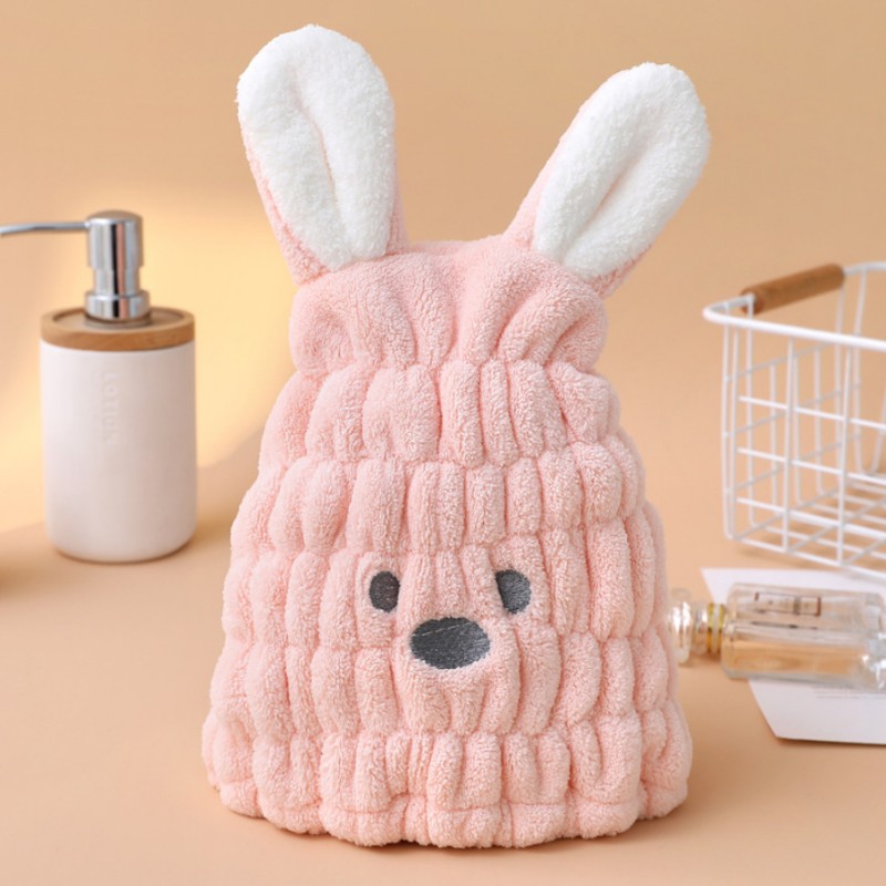 Serviette de Cheveux Super Absorbante à vaccage Rapide pour Fille, Dessin Animé Mignon, Oreilles de Lapin, Style Princesse