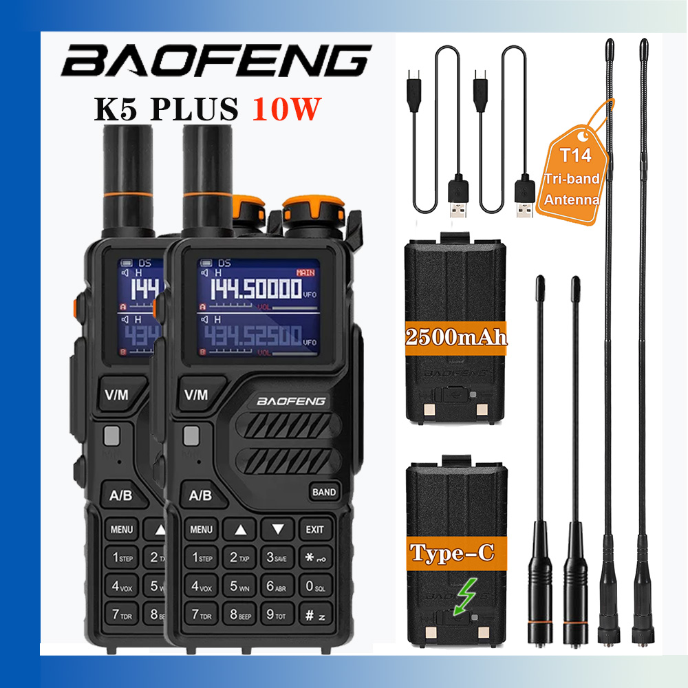 2024 baofeng k5plus 2er Pack Tri-Band-Amateurfunk-Langstrecken-Handheld-Hochleistungs-Noaa-Wetter empfänger Zwei-Wege-Schinken-Walkie-Talkies