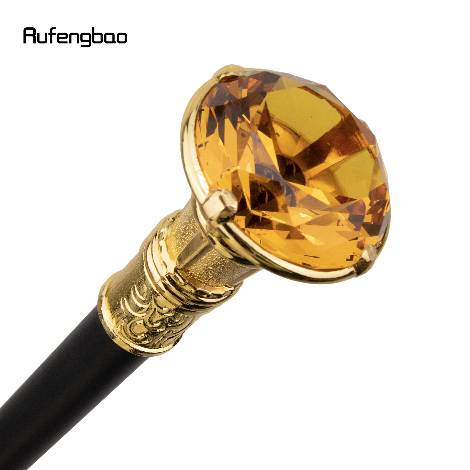 สีส้มเพชรประเภท Golden Walking Stick ซ่อนแผ่นป้องกันตัวเองแฟชั่น Cane แผ่นคอสเพลย์ Crosier Stick 93 ซม