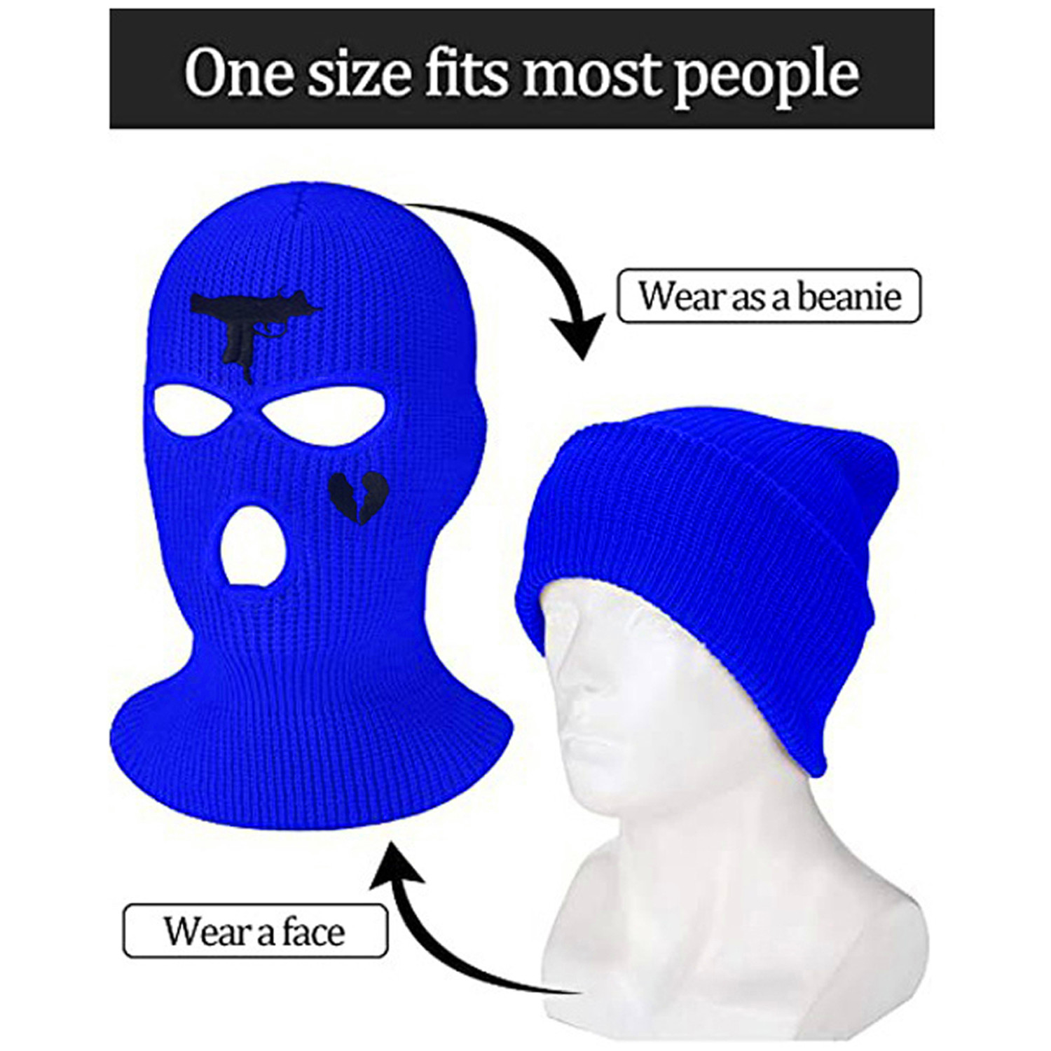 3 홀 패션 겨울 unisex balaclava 마스크 모자 자수 풀 페이스 마스크 니트 사이클링 스키 스노우 보드 모자 힙합 비니 선물