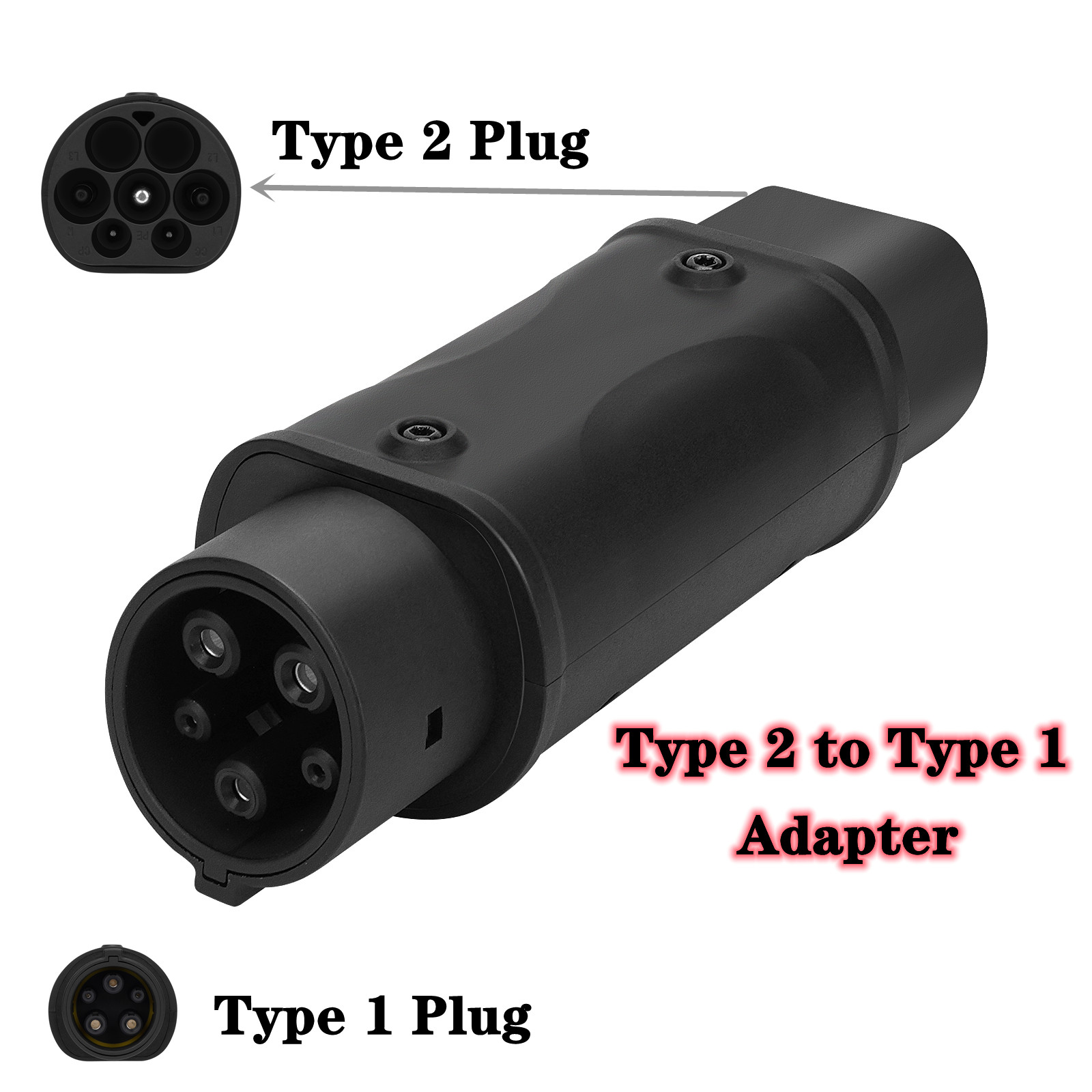 Gkfly adaptador barril iec 62196 tipo 2 pilha lateral para j1772 tipo 1 lado do veículo carros elétricos carregamento 32a conector do carregador ev
