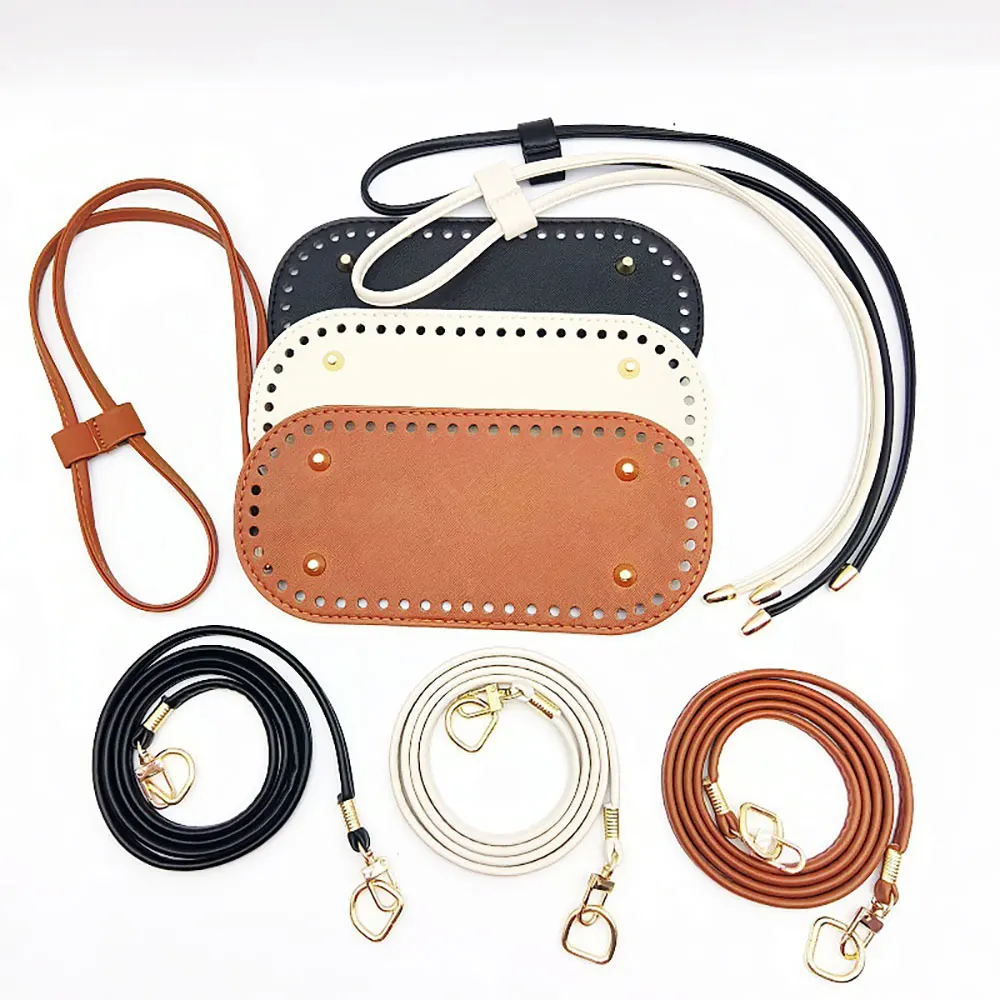 Kit per la creazione di borse fai-da-te da 3 pezzi con base per borsa a secchiello in pelle PU a catena e tracolla Accessori per borse all'uncinetto ﻿