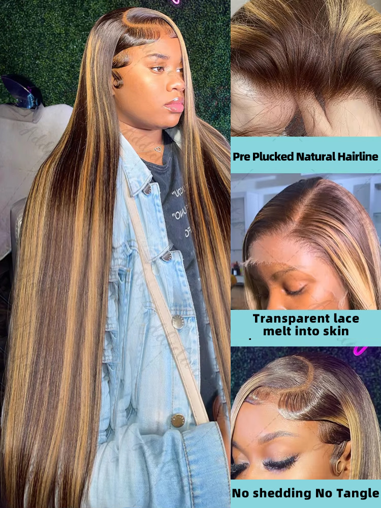 30 40 インチ 4/27 ハイライトオンブル骨ストレート 13 × 6 HD レースフロント人毛ウィッグブラジルレミー 13 × 4 レースフロントウィッグ女性のための