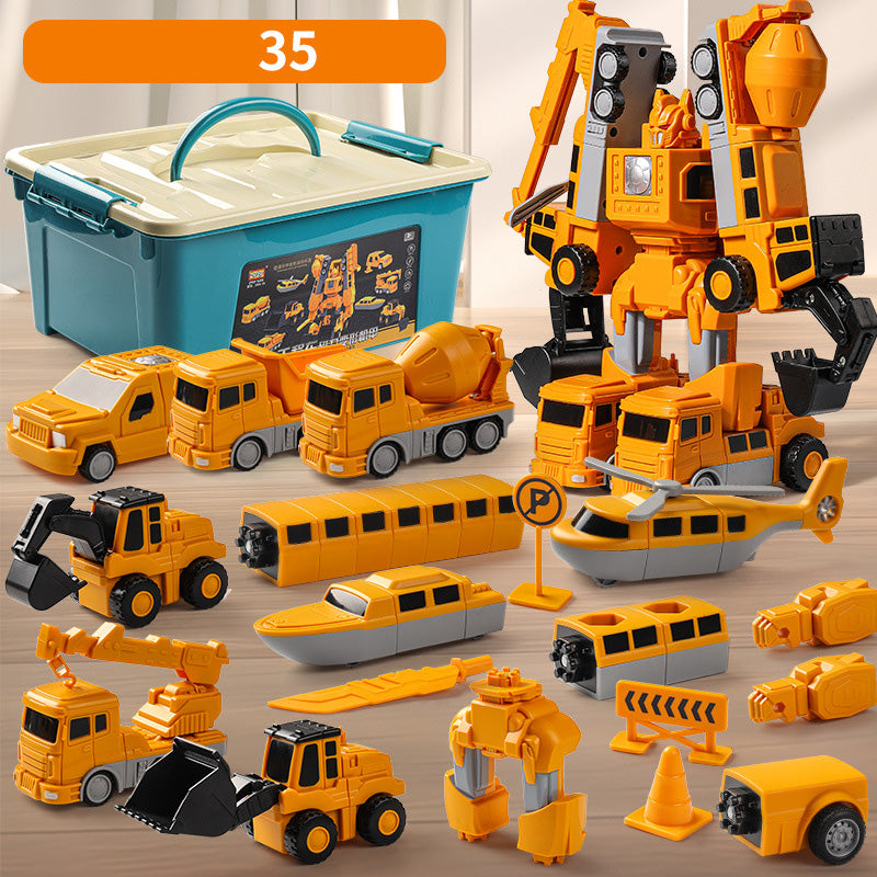 Coche de ingeniería de transformación magnética, juguetes ensamblados, juegos de coches, regalo para niños y niñas