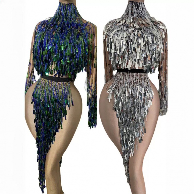 2025 elegante strass franja cintura oca macacão-sexy socialite vestido de festa & traje de desempenho de palco para eventos de aniversário