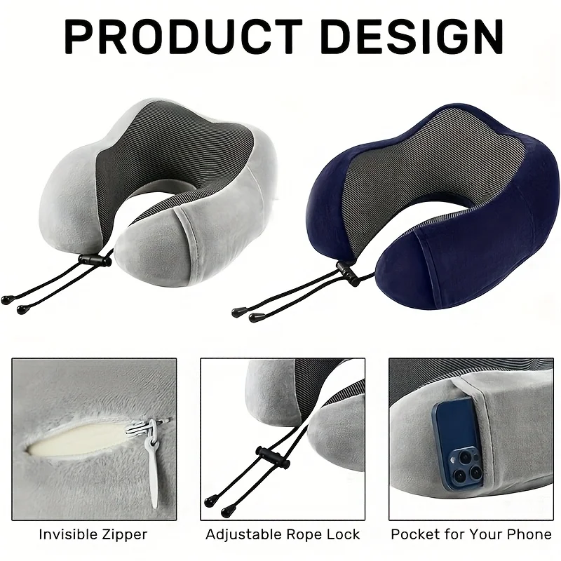 1pc Slow Rebound Travel Pillow,U-shaped Headrest Neck SupportPillow,Nap Pillow Travel Airplane Pillow For Office travel Airplane