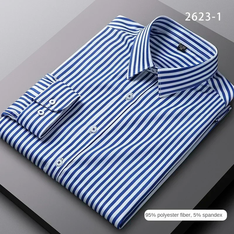 2024 neue mode lässig männer vertikal gestreiften hemd stretch hemd business temperament langarm hemd pastell button up hemd,