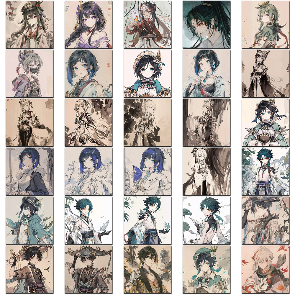 10/30/62 個ヴィンテージ漫画原神インパクトステッカーデカール装飾荷物スクラップブッキングラップトップ防水レトロゲームステッカー