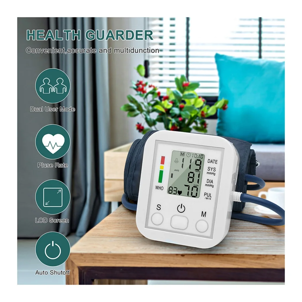 Braço digital médico bp monitor de pressão arterial tensiômetro tonômetro esfigmomanômetro automático medidor de pulso freqüência cardíaca oxímetro