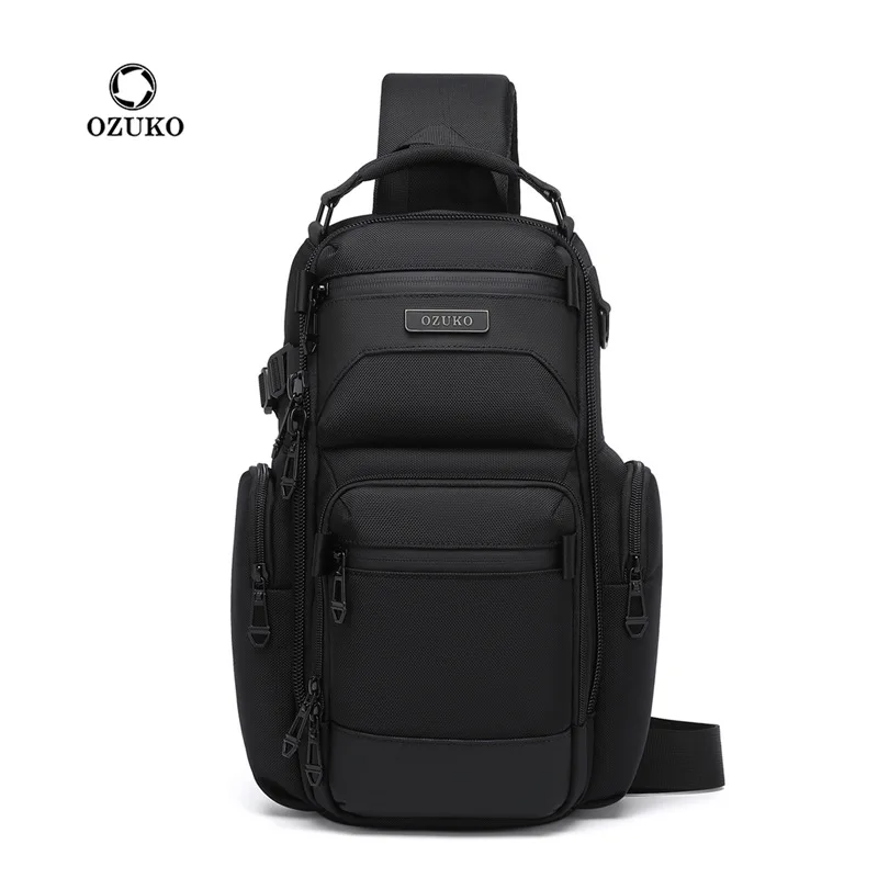 OZUKO Brusttasche, stilvolle multifunktionale Umhängetasche, leichte wasserdichte Reise-Umhängetasche für Herren