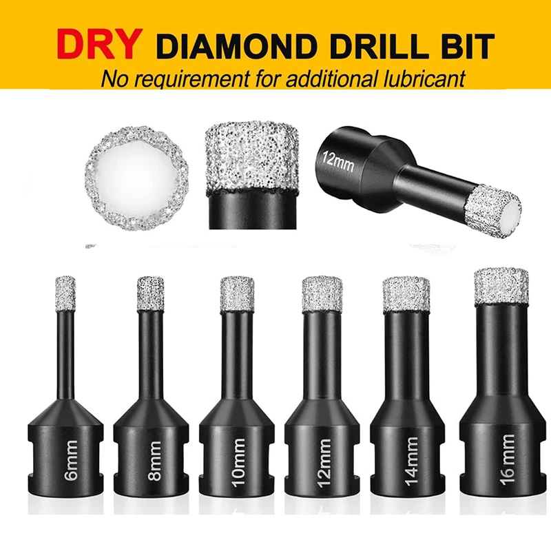 6/1 Pc M14 Core Bits Droog Boren Draad Diamantboren Keramische Tegels Graniet Marmer Kroon Boor Gatenzaag gereedschap