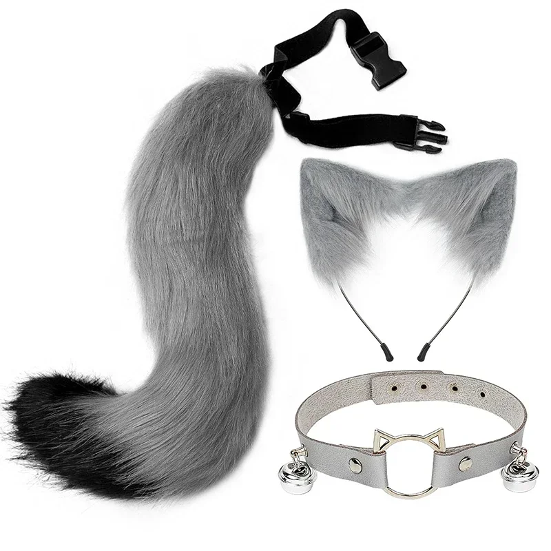 Fox Tail Fox Ears Set Plus Cute Paw Gloves Cosplay Animation Exhibition Halloween Party Animal Ears and Tail Set Plush Props