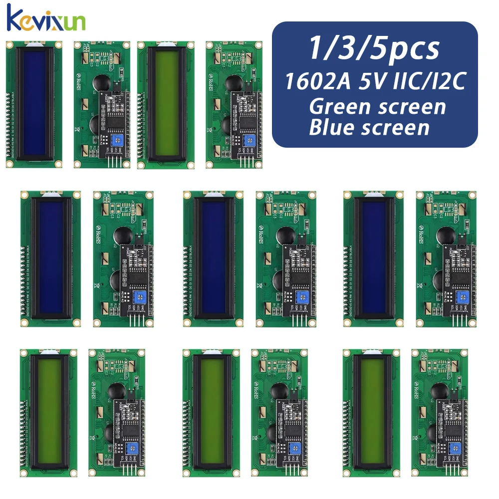 LCD1602 1602 LCD Module Blue / Yellow Green Screen 16x2 Character LCD Display PCF8574T PCF8574 IIC I2C Interface 5V For Arduino