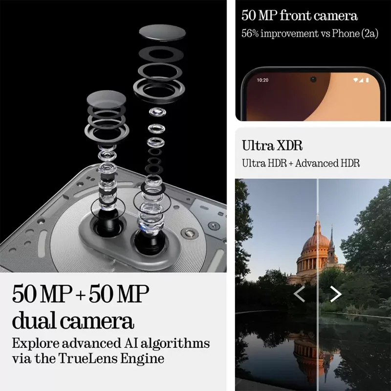 Versión Global Nothing Phone(2a) Plus Pantalla AMOLED de 6,7 pulgadas 120Hz MTk Dimensity7350 Pro Batería dual para cámara de 50MP 5000mAh 45W