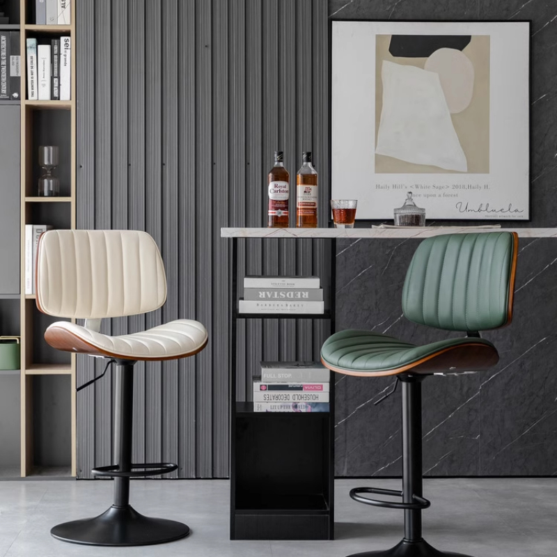 Light Luxury Solid Wood Bar Stool, Home Lift High Stool, Cashier Front Desk Chair, European Lift Rotating Bar Chair