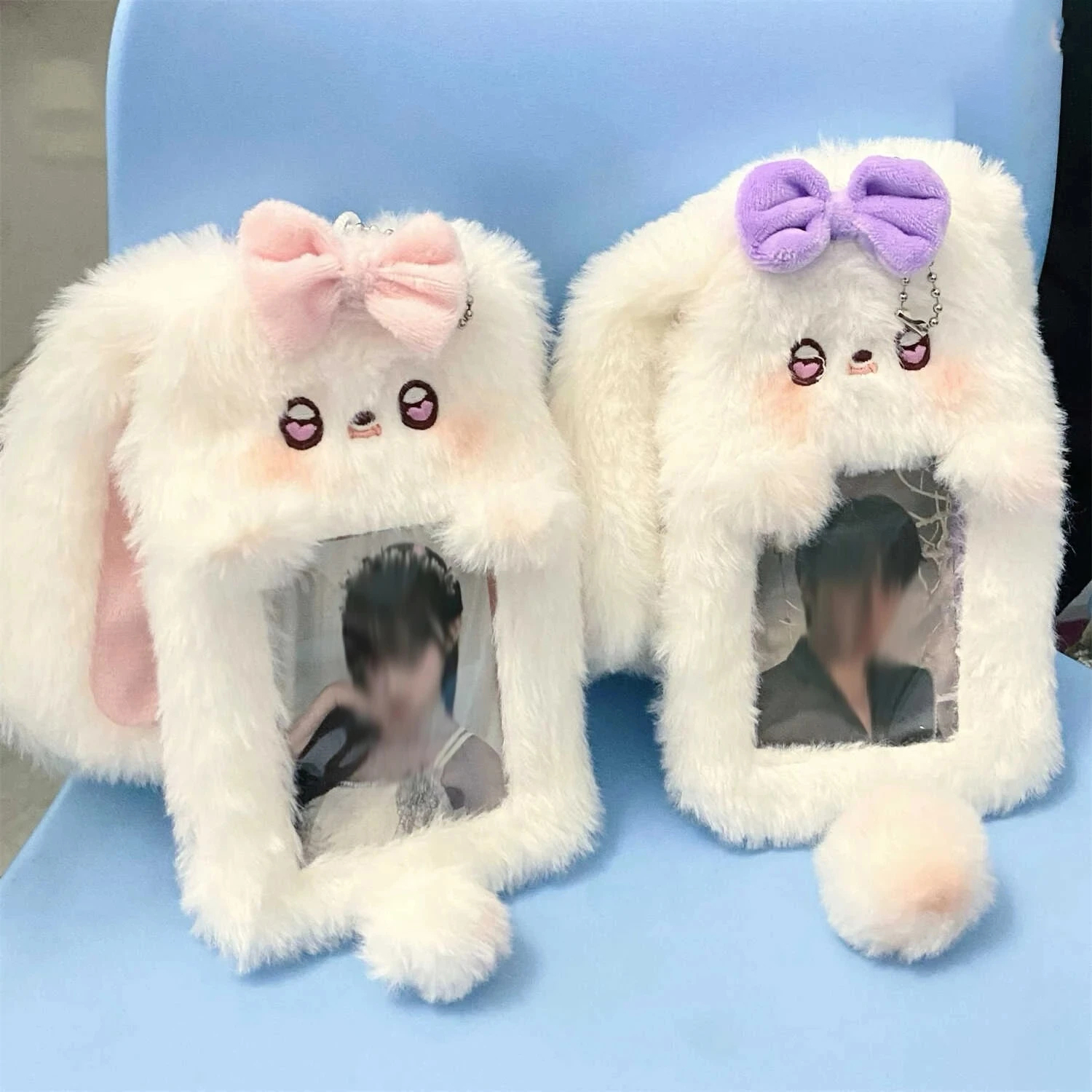 1PCS Plush Photocard Holder Cute Cartoon Animal Design Soft ID Credit Card Protector Band Photo Card Sleeve