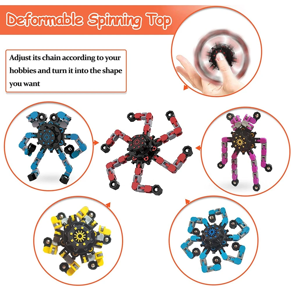 12/16PCS ตลก Sensory Fidget ของเล่น Deformable CHAIN หุ่นยนต์ Spinners ปลายนิ้วความเครียดบรรเทา Gyro ของเล่น PARTY Favors สําหรับเด็กผู้ใหญ่