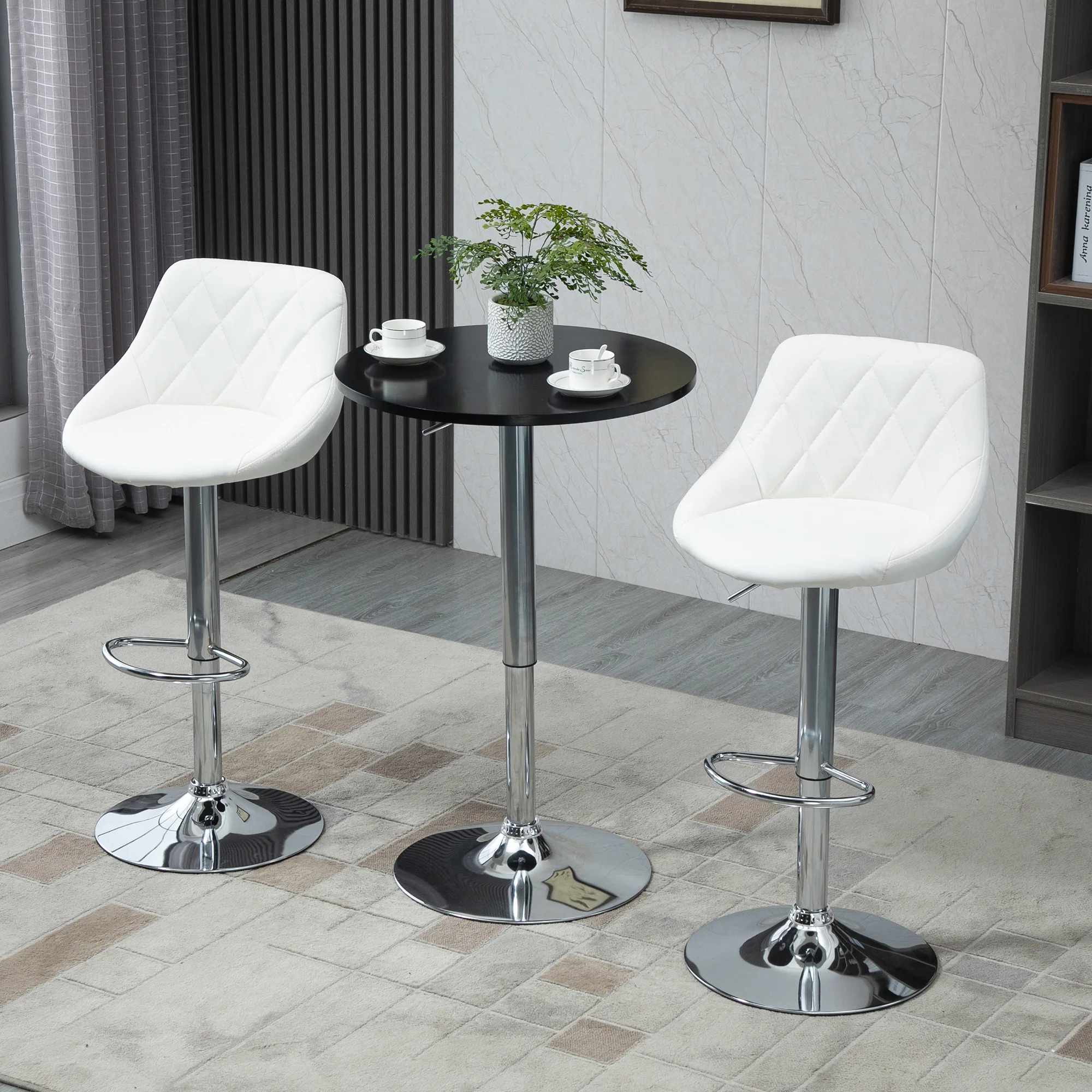 Homcom 2 drehbare Hocker höhen verstellbar und Fuß stütze 46x48x104cm weiß