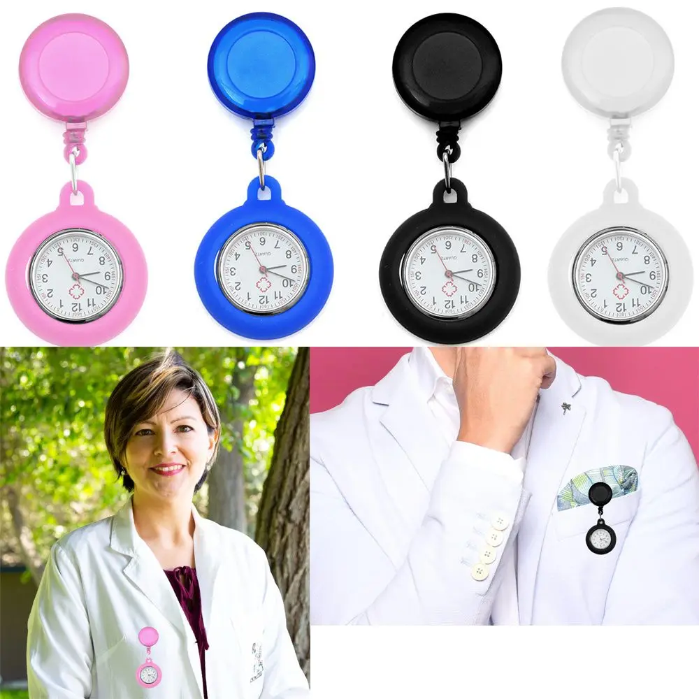 1PC nowy chowany zegarek pielęgniarski Clip-on Fob zegarek lekarz medyczny wisząca broszka Pin zegar kwarcowy lekarz pielęgniarka prezenty