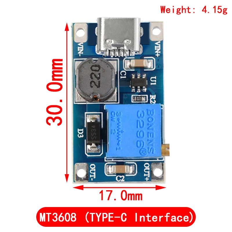 5PCS MT3608 Convertitore step up DC-DC Modulo di alimentazione booster Scheda step-up boost Uscita MAX 28V 2A
