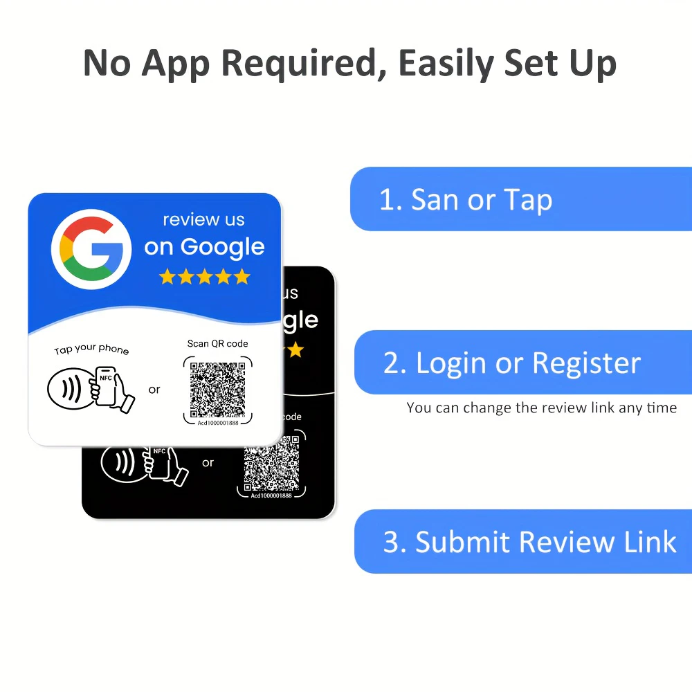 HACHANLUN programável NFC 215 quadrado para Google Review Card NFC Station Table 13.56Mhz QR code editável cartão permanente