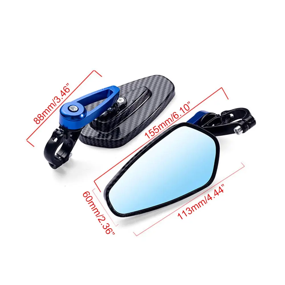 Espejo retrovisor para motocicleta, espejo de manillar con patrón de fibra de carbono, espejo trasero invertido modificado, accesorios para motocicleta, novedad de 2022