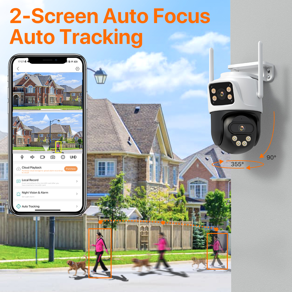 9MP 5K WIFI Kamera 8X Zoom Drei Objektiv WiFi Sicherheit 4MP IP Kamera Farbe Nachtsicht Ai Auto Tracking überwachung Kamera ICSee