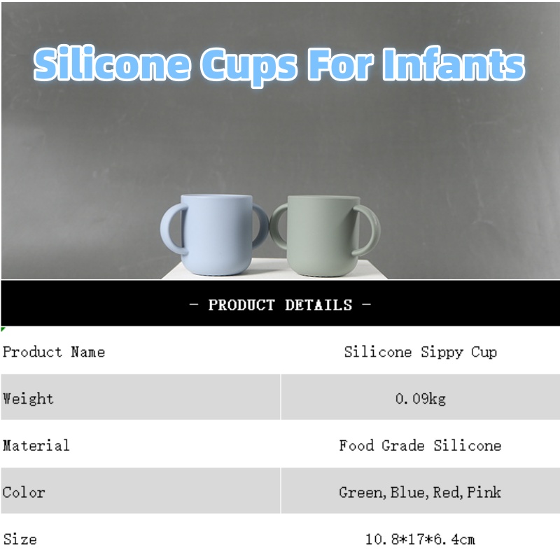 Copos de silicone para bebês e crianças pequenas, Copos de água potável, Copos de ouvido duplo