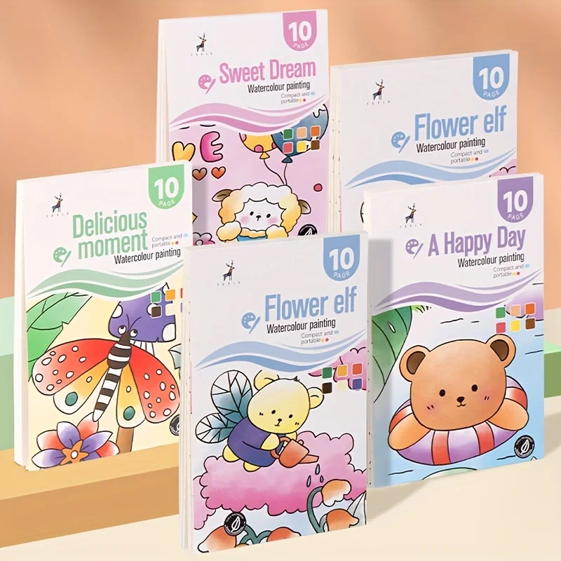 สมุดวาดภาพสีน้ำพร้อมหนังสือ 1 เล่ม 1 ปากกาผงน้ำกราฟฟิตี้วาดภาพสีภาพระบายสีกระดาษวาดภาพ