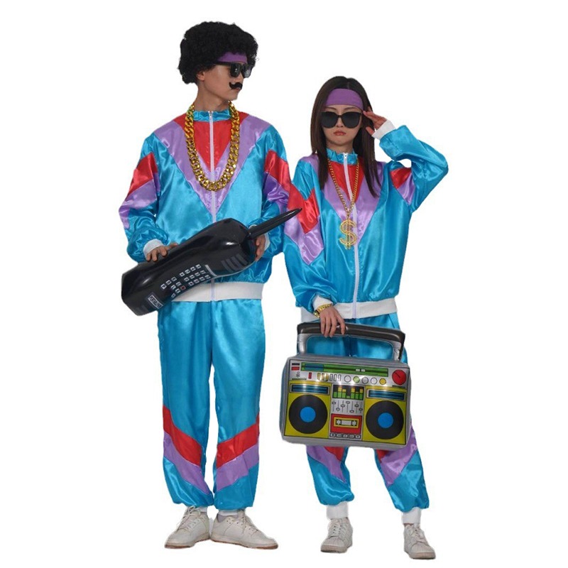 80er 90er Retro Disco Anzug Erwachsene Männer Cosplay Party Bühne Kostüm Mode Farbe Passenden Retro Sportswear Anzug
