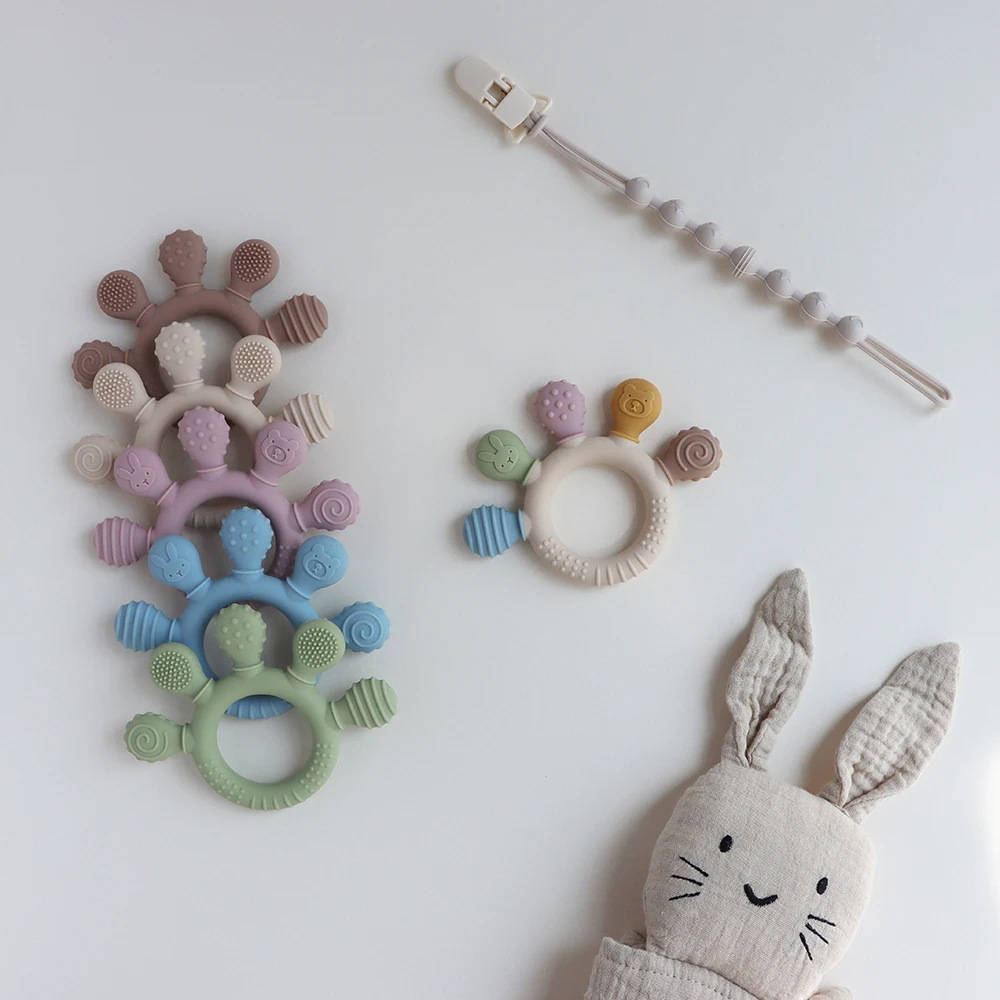 신생아 유아 실리콘 아기 출생 씹는 액세서리 아기 감각 Teether 물린 불안 Teethers 젖니가 남 장난감 0 6 12 개월