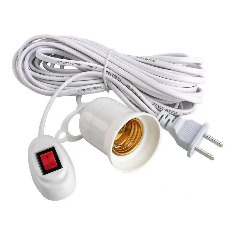 Bases de lámpara universales de 5/10m con interruptor, adaptador de enchufe de bombilla Led, soporte de lámpara de tornillo E27, accesorios, herramientas, suspensión de dos enchufes