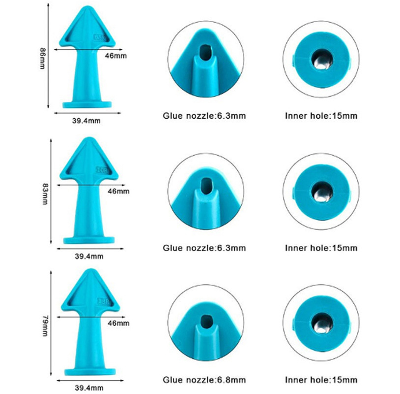 5pcs Caulking Nozzle Applicator Finishing Tool Spatula Plastic Glue Shovel Tile Brick Joints Floor Silicone Remover Grout Kit
