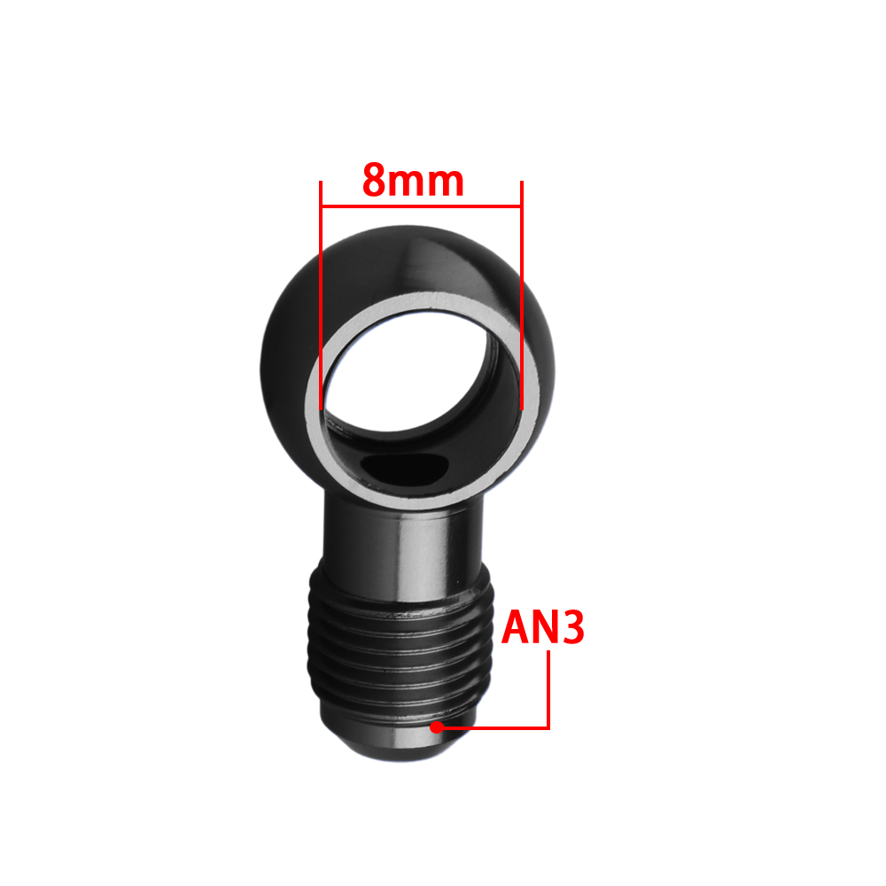 アルミバンジョーアダプターボルト AN3 AN4 AN6 AN8 AN10 12mm 14mm 16mm ブレーキフィッティング ブラック