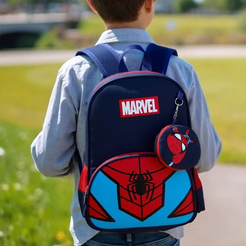 Nova grande capacidade marvel crianças mochila homem-aranha dos desenhos animados mochila para meninos com mini bolsa