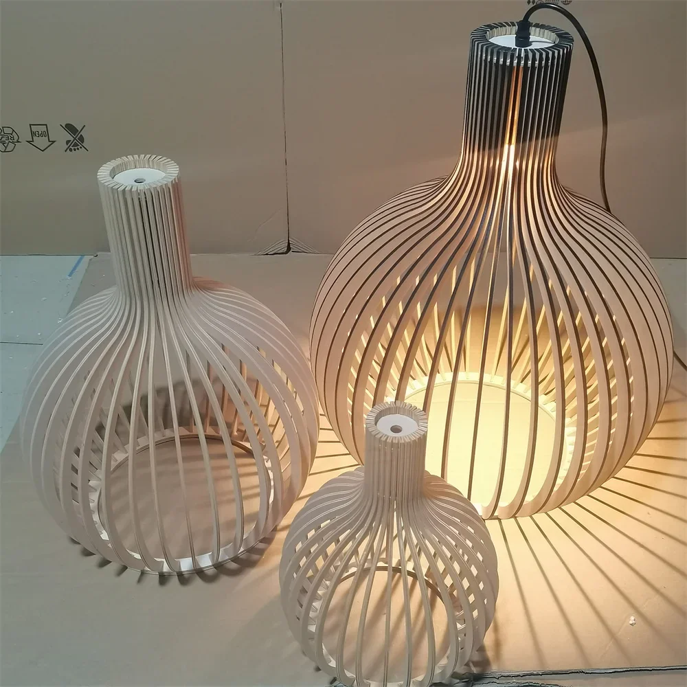 Negro blanco azul nogal Color Foscarini jaula de madera maciza luz colgante lámpara de bambú negro accesorios de iluminación VIP Envío Directo