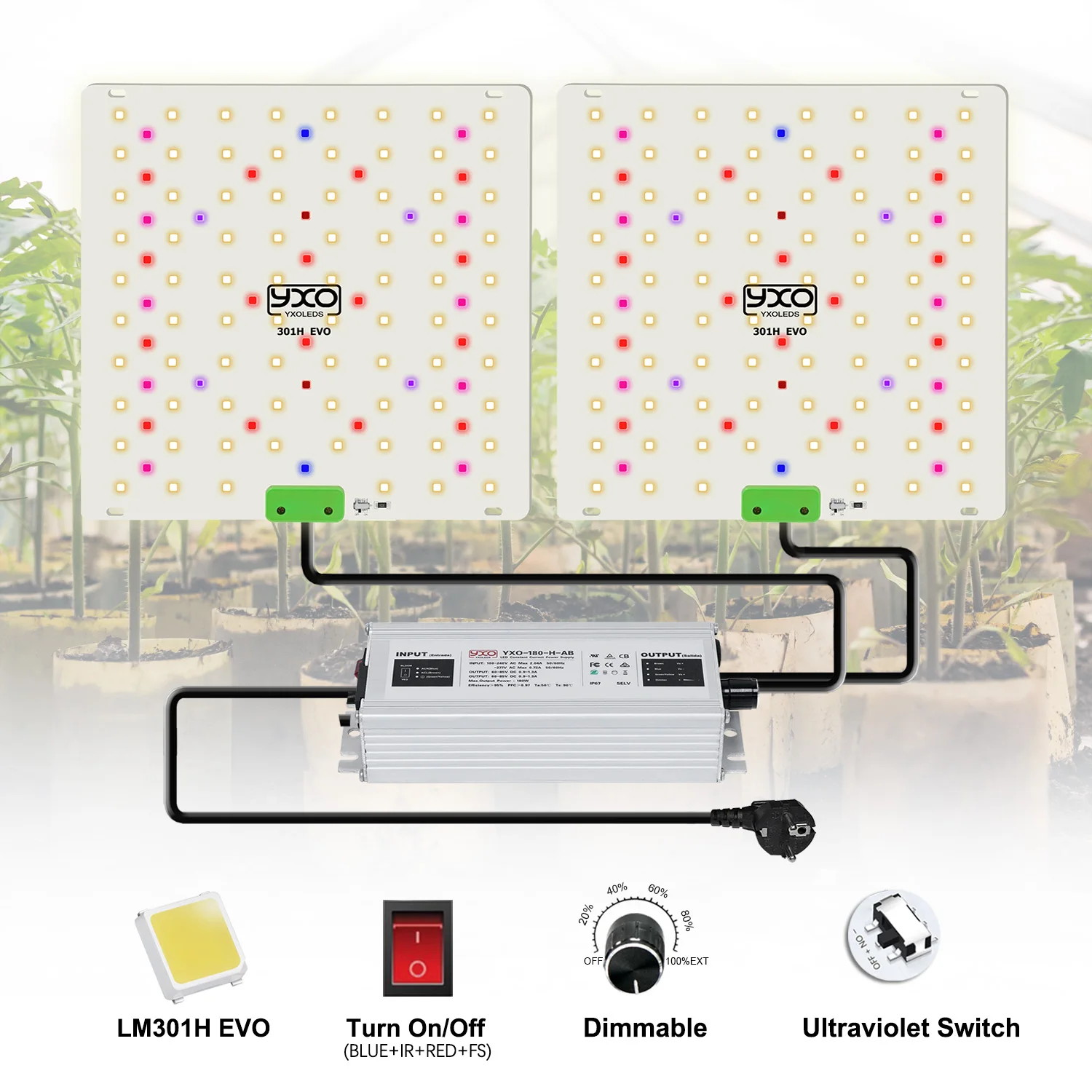 85W 180W LM301H EVO Quantum LED Grow light Bar Turn on/off Grow Tent Complete Kit Full Spectrum LED Phytolamp For Greenhouse