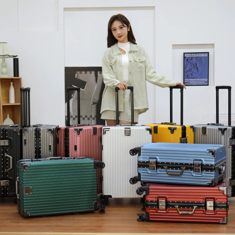 Gepäck Koffer Aluminiumrahmen 20 Trolley Case Universalräder 24 Weiblich Männlich Studenten 26 Langlebiges Passwort 28 Zoll Ledertasche