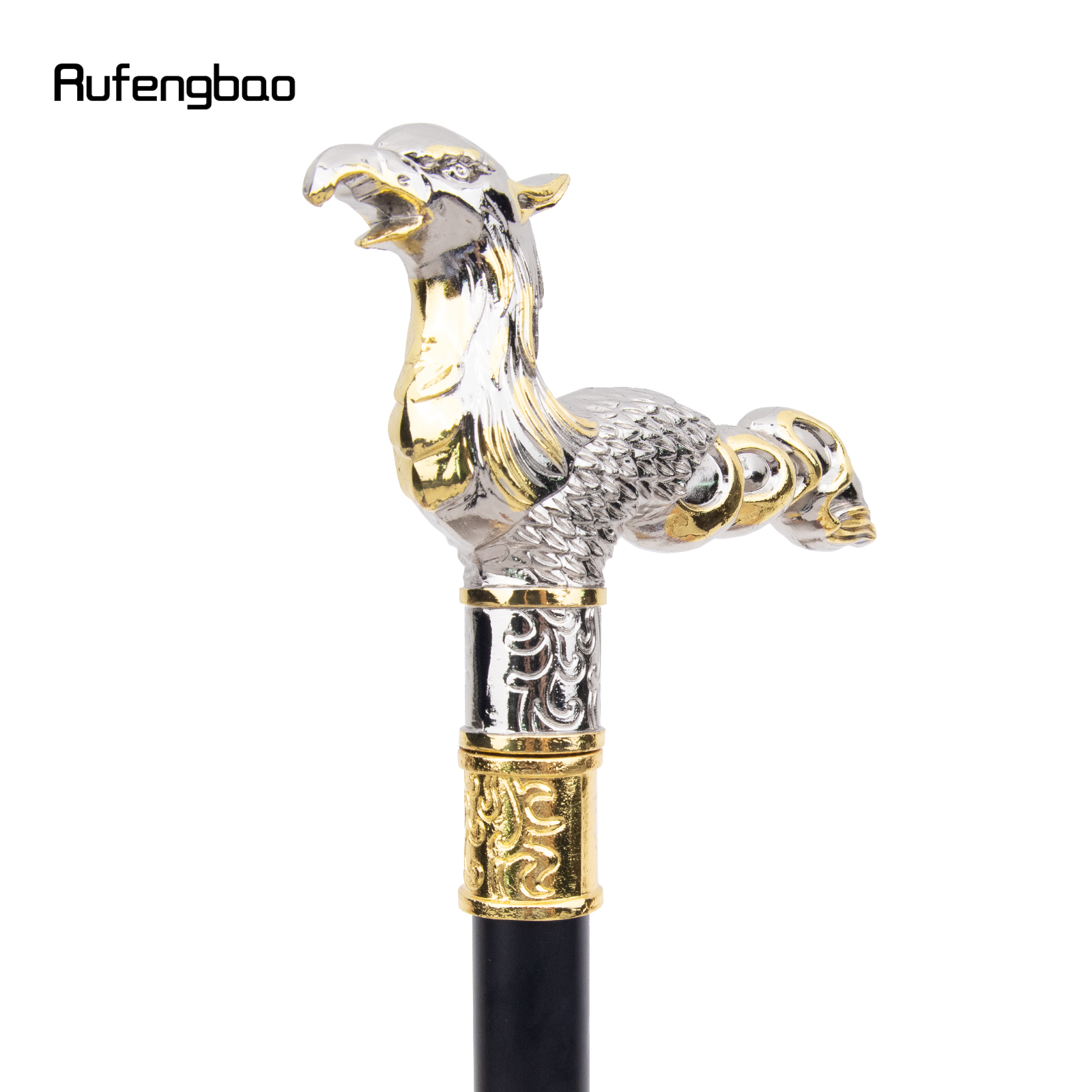 Bastão de cauda longa para cavalheiro, botão crosier luxuoso, fênix branca dourada, bengala, 94cm