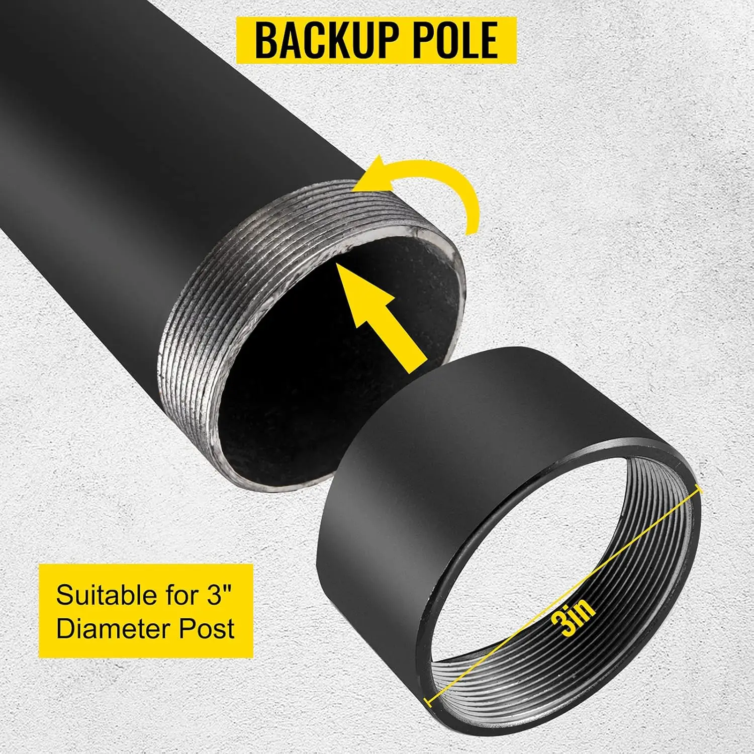 Sail Pole Extension, 21" Height Shade Pole Extension, 3" Diameter Shade Sail Pole Extender