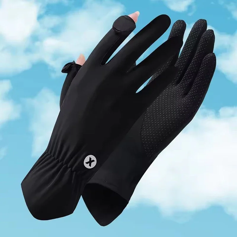 Zomer ijszijde koele ademende handschoenen voor buiten rijden en fietsen UV-bestendig touchscreen Flip elastische beschermende handschoenen