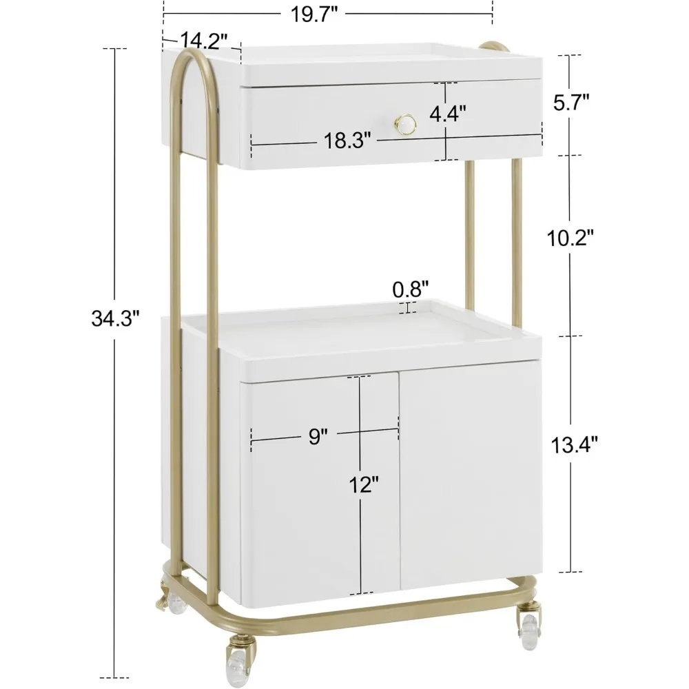 Salon Trolley with Universal Wheels, Storage Rolling Cart with Drawer, Barber Shop Tool Organizer for Hair Stylist