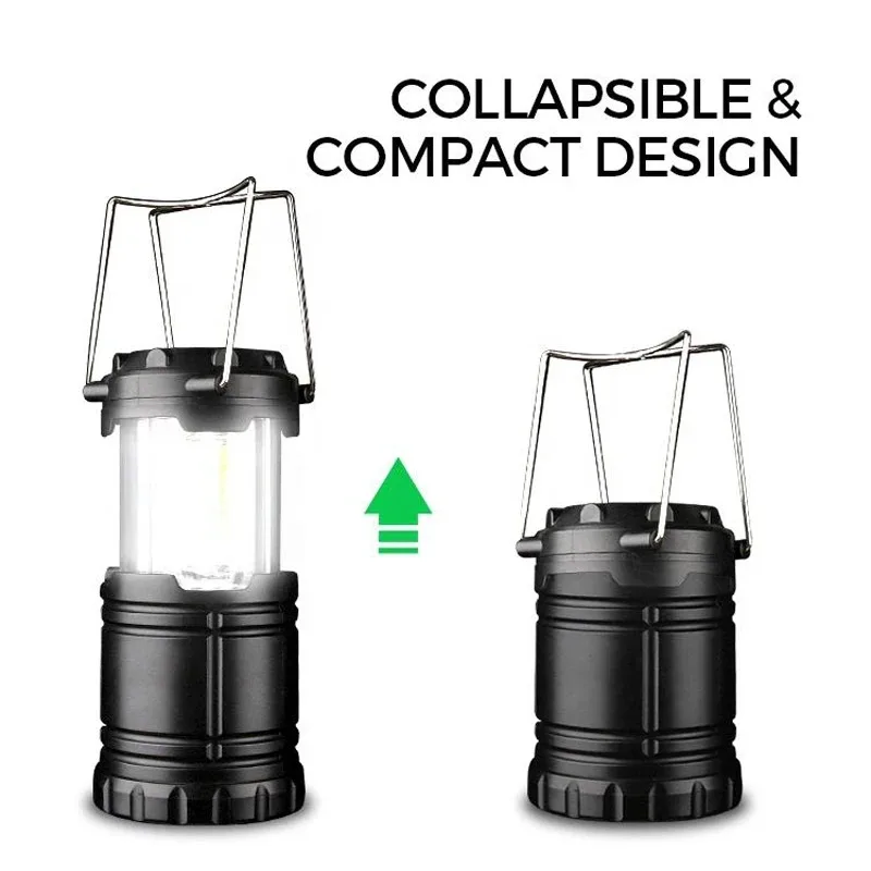 Linterna LED COB 2 en 1 para acampar, linterna portátil, linterna plegable resistente a impactos para senderismo, linterna impermeable para acampar